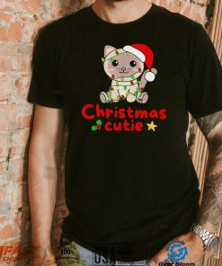 Christmas Cute cat Santa hat Christmas Lights shirt