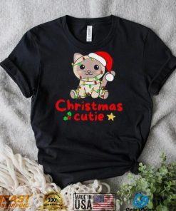 Christmas Cute cat Santa hat Christmas Lights shirt