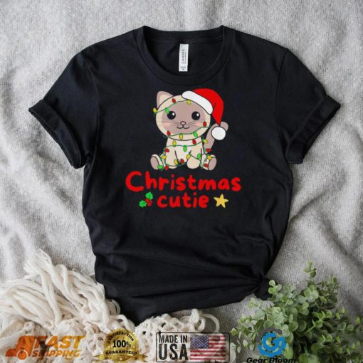 Christmas Cute cat Santa hat Christmas Lights shirt