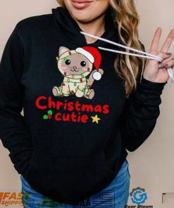 Christmas Cute cat Santa hat Christmas Lights shirt