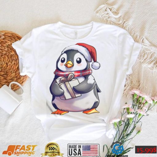 Christmas Penguin Holding A Present shirt