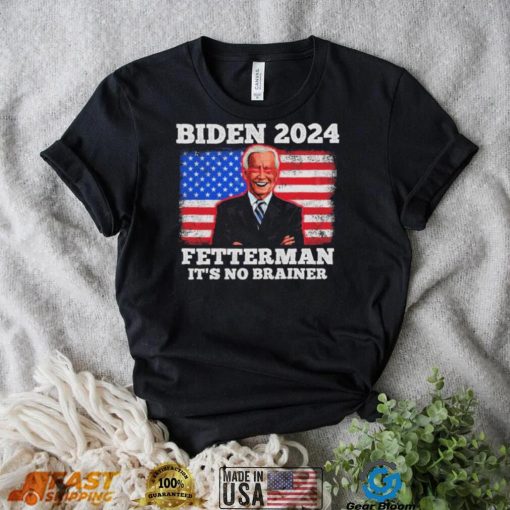 Dark Brandon Biden Fetterman 2024 It’s A No Brainer American Flag T Shirt