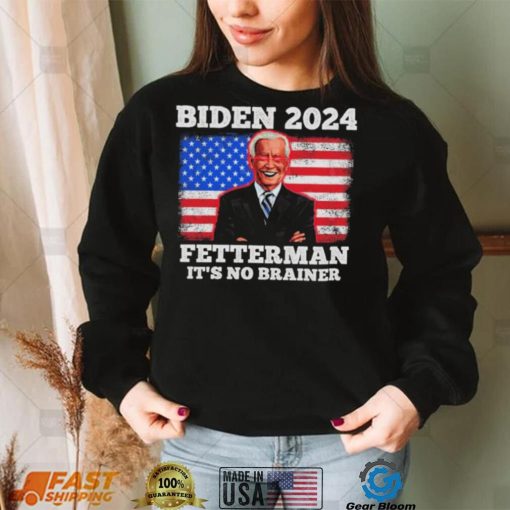 Dark Brandon Biden Fetterman 2024 It’s A No Brainer American Flag T Shirt