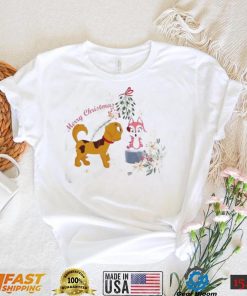 Dog Kissing Cat Under The Mistletoe Merry Christmas Shirt