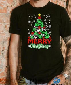 Dog Paws Xmas Tree Merry Christmas Shirt
