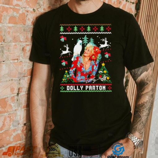 Dolly Parton signature Christmas holiday ugly Xmas shirt