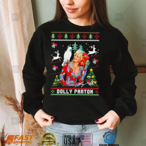 Dolly Parton signature Christmas holiday ugly Xmas shirt