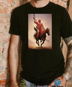 Donald Trump nude riding horse with American flag shirt