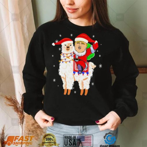 Donald Trump riding llama Christmas 2022 shirt