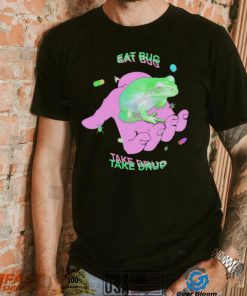 Frog on hand eat bug take drug shirt