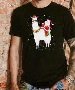 Funny Christmas Santa Claus Riding Llama Xmas Pajama Gifts Shirt