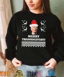 Funny Joe Biden Merry Thanksgiving Santa Ugly Christmas T Shirt