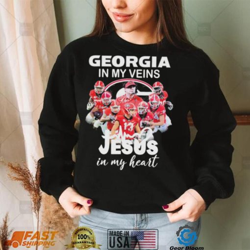 Georgia Football 2022 In My Veins Jesus In My Hearts Signatures Shirt