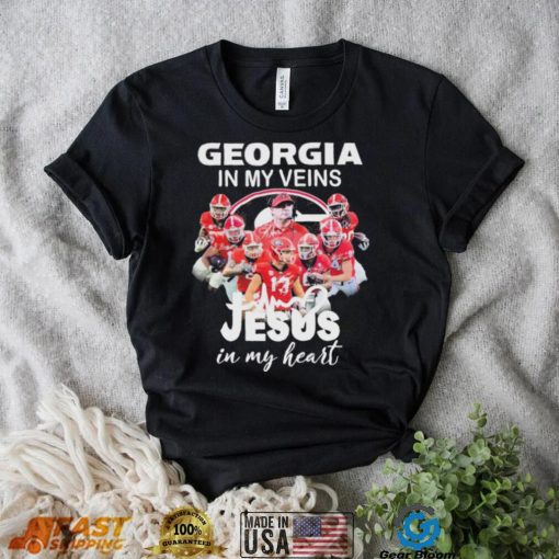 Georgia Football 2022 In My Veins Jesus In My Hearts Signatures Shirt