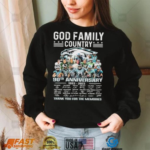 God Family Country Philadelphia Eagles 90th Anniversary 1993 2023 Thank You For The Memories Signatures Shirt