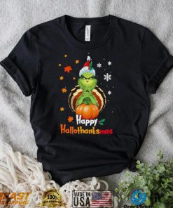 Grinch Halloween Thanksgiving Christmas Happy Hallothanksmas Shirt