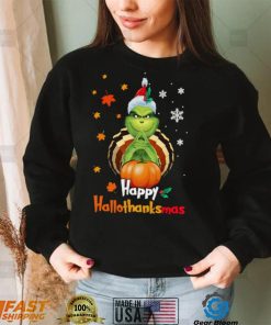 Grinch Halloween Thanksgiving Christmas Happy Hallothanksmas Shirt