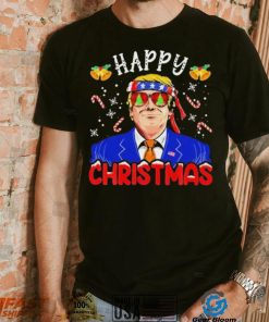 Happy Christmas American Flag Trump Ugly Christmas Shirt