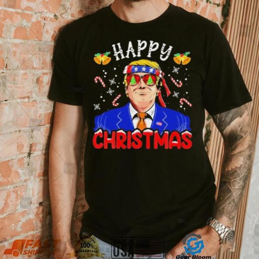 Happy Christmas American Flag Trump Ugly Christmas Shirt