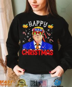 Happy Christmas American Flag Trump Ugly Christmas Shirt