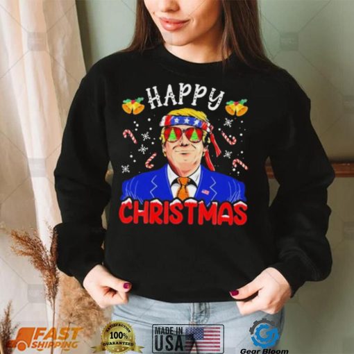 Happy Christmas American Flag Trump Ugly Christmas Shirt