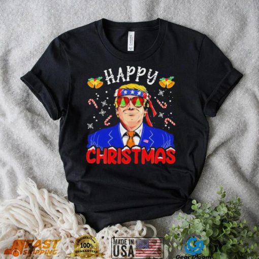 Happy Christmas American Flag Trump Ugly Christmas Shirt