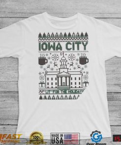 Iowa City lit for the holidays ugly Christmas shirt