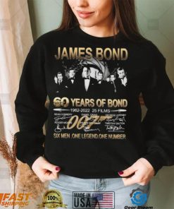 James Bond 007 06 Years Of Bond 1962 2022 25 Films Six Men One Legend One Number Signatures Shirt