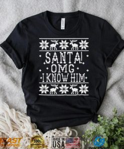 OMG Santa I Know Him Wood background Elf Christmas Shirt