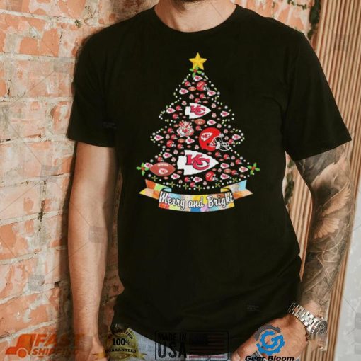 Kansas City Chiefs Christmas Tree Merry And Bright Shirt