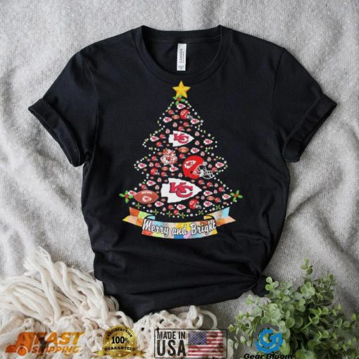 Kansas City Chiefs Christmas Tree Merry And Bright Shirt