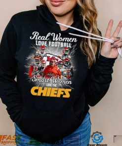 Kansas city Chiefs real women love Football smart women love the Chiefs signatures shirt