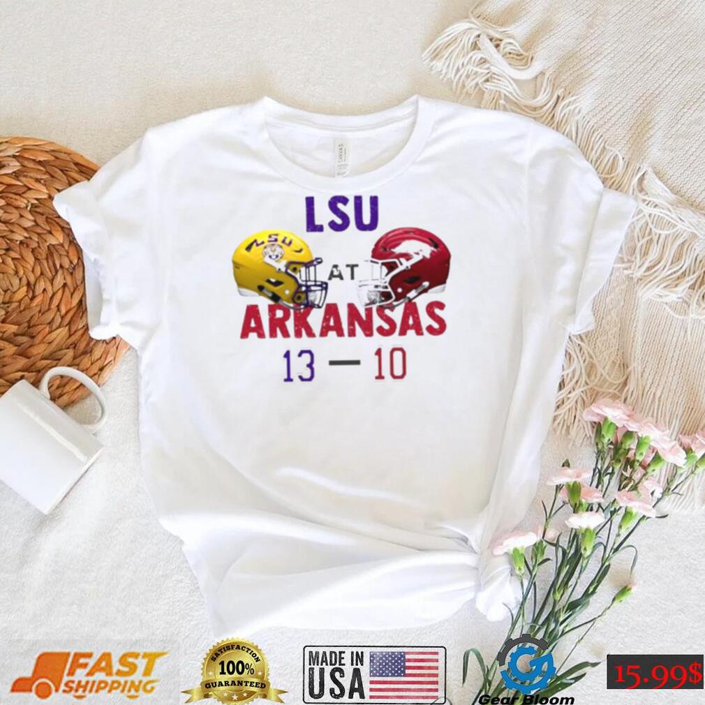 LSU Tigers 13 10 Arkansas Razorbacks Football 2022 gameday matchup final score shirt LSU Tigers 13 10 Arkansas Razorbacks Football 2022 gameday matchup final score shirt