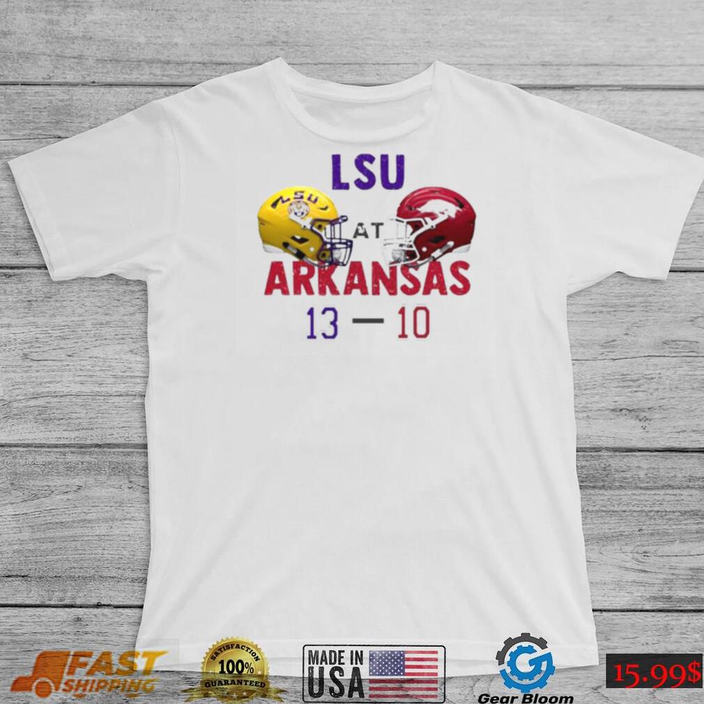 LSU Tigers 13 10 Arkansas Razorbacks Football 2022 gameday matchup final score shirt LSU Tigers 13 10 Arkansas Razorbacks Football 2022 gameday matchup final score shirt