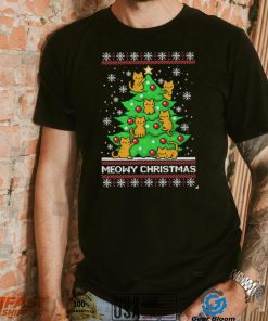 Meowy Merry Christmas tree cat lover ugly shirt