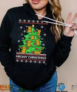 Meowy Merry Christmas tree cat lover ugly shirt