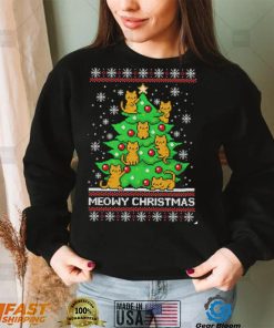 Meowy Merry Christmas tree cat lover ugly shirt