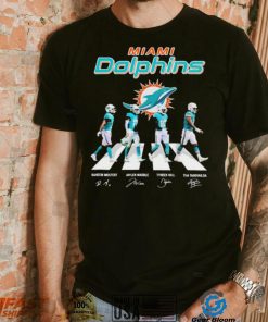 Miami Dolphins Raheem Mostert Jaylen Waddle Tyreek Hill And Tua Tagovailoa Abbey Road Signatures Shirt