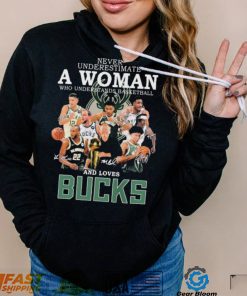 Never Underestimate A Woman Who Understands Basketball And Loves Milwaukee Bucks 2022 Signatures Shirt