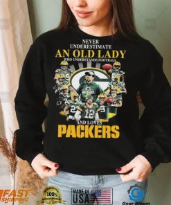 Never Underestimate An Old Lady Who Understands Football And Loves Green Bay Packers Signatures Shirt