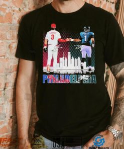 Philadelphia Jalen Hurts And Bryce Harper Philly’s Skyline Signatures Shirt