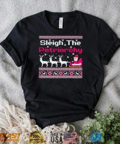 Pink sleigh the patriarchy feminist Christmas shirt