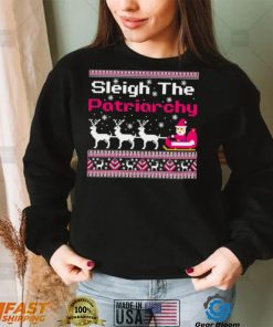 Pink sleigh the patriarchy feminist Christmas shirt