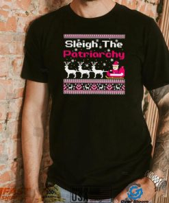 Pink sleigh the patriarchy feminist Christmas shirt