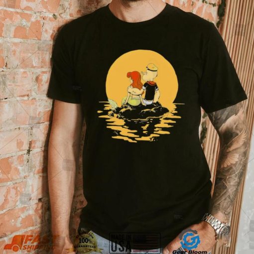 Popeye The Sailor X Ariel The Little Mermaid cartoon shirt