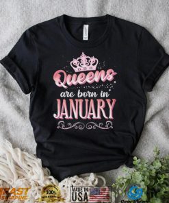 Queens Are Born In January Cute Pink Flourish Design Shirt