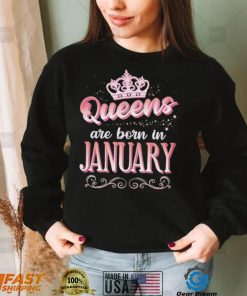 Queens Are Born In January Cute Pink Flourish Design Shirt