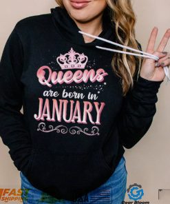 Queens Are Born In January Cute Pink Flourish Design Shirt