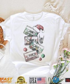 Retro Christmas 90s Music Cassette Tapes Santa Hat Xmas Shirt