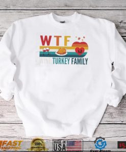 Retro Thanksgiving Wtf Wine Turkey Family Autumn Shirt